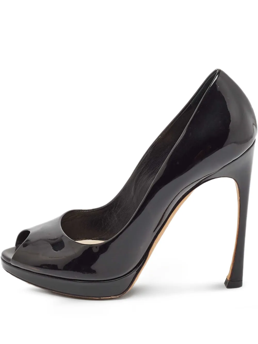 Christian Dior Pre-Owned 125mm patent-leather peep-toe pumps - ブラック Christian Dior Pre-Owned 125mm patent-leather peep-toe pumps - ブラック