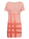 Burberry Pre-Owned Checked scoop-neck T-shirt - Pink