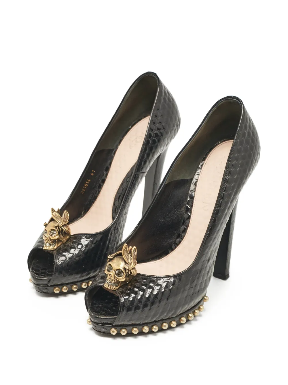 Alexander McQueen Pre-Owned 145 mm pumps met doodskop-applicatie - Zwart