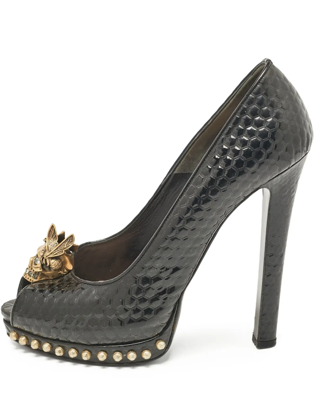145mm skull-appliqué pumps