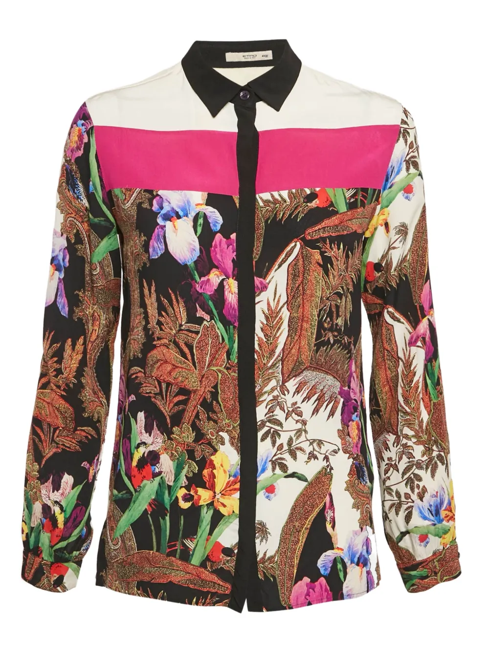 Etro Pre-Owned floral-print contrast-panel shirt | Black | Image 1