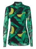 GANNI pre-owned banana leaf-print top - Green