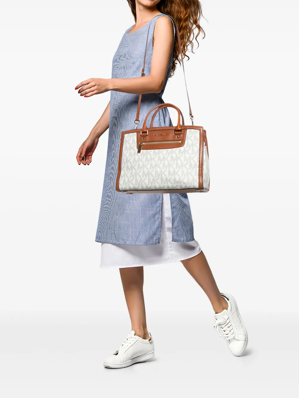 Pre-owned Michael Kors Vintage Logo-monogrammed Tote Bag In Neutral