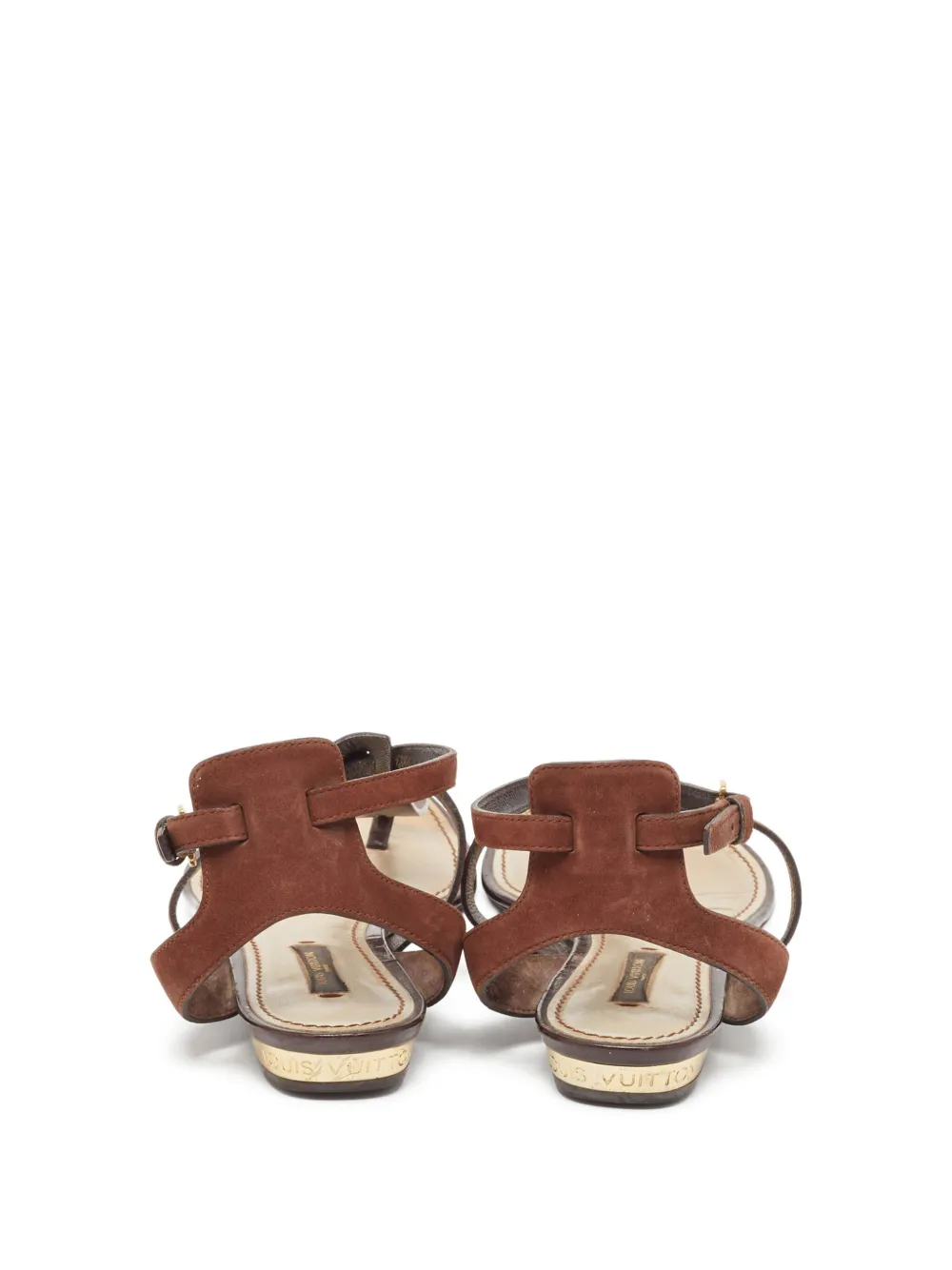 Louis Vuitton Pre-Owned Leather Flat Sandals | Brown | FARFETCH ZA