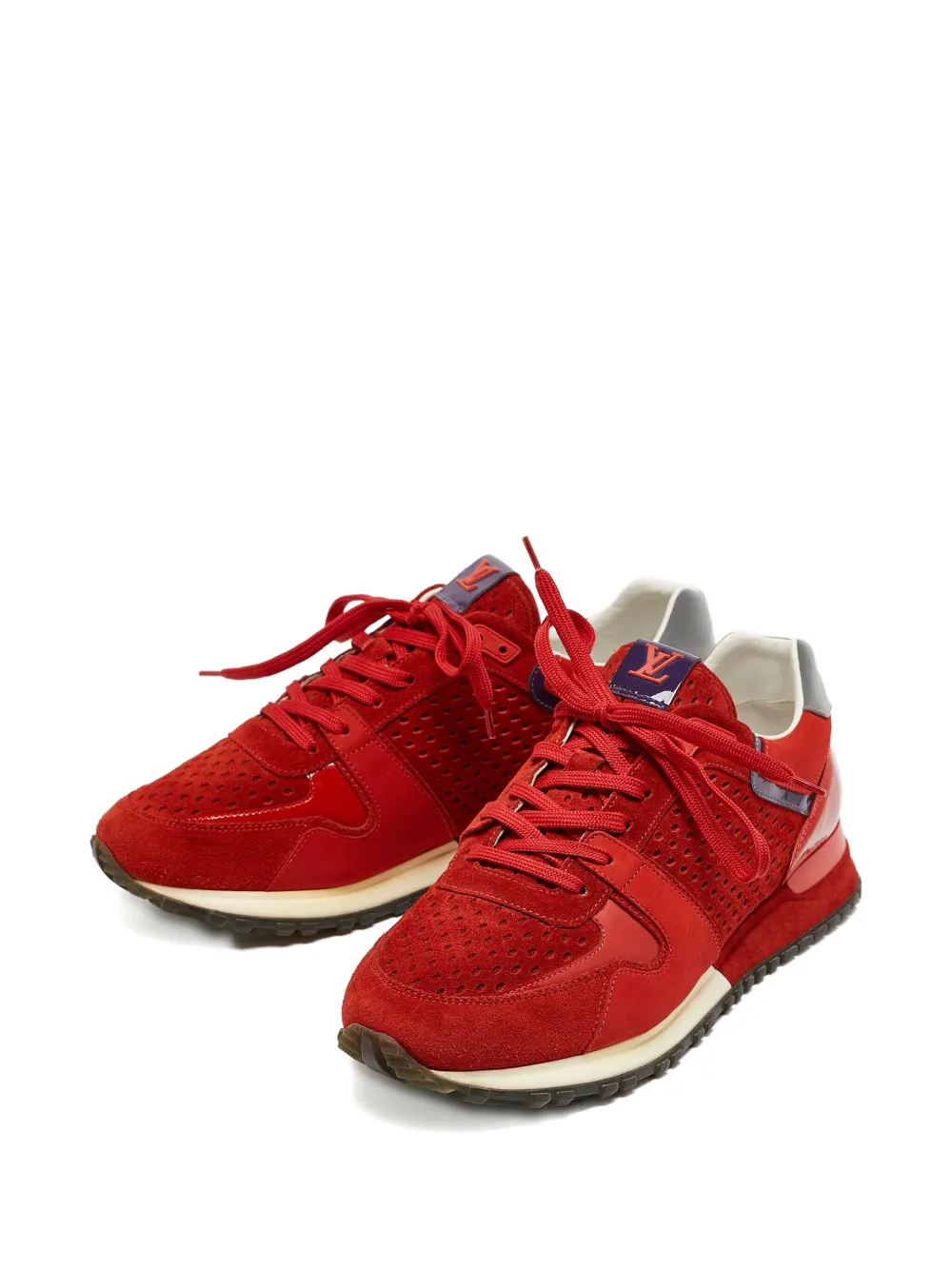 Louis Vuitton Pre-Owned Run Away lakleren suède sneakers - Rood