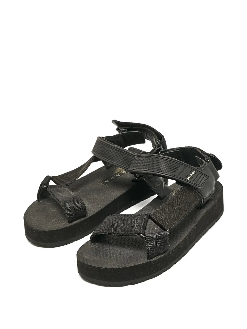 Prada Pre-Owned Sandalen met logoprint - Zwart