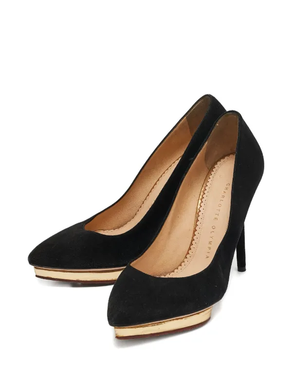 Charlotte Olympia 110mm Debbie Platform Suede Pumps | Black | FARFETCH