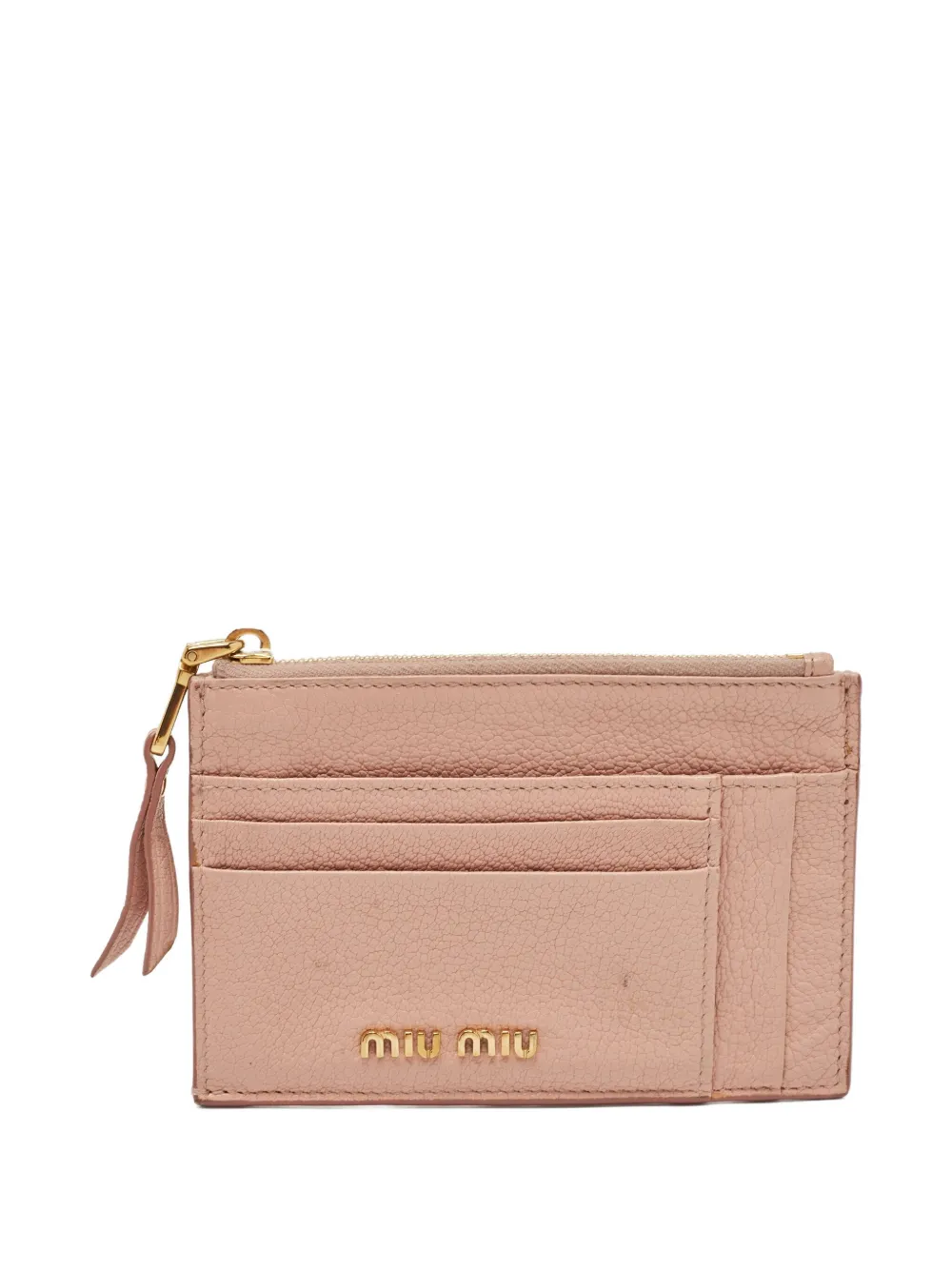 Miu Miu Pre-Owned Leather Zip Card Holder | rose | Image 1