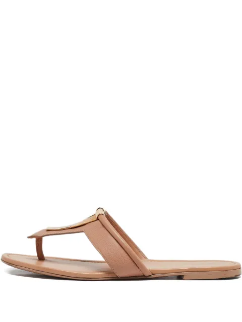 Saint Laurent Pre-Owned leather y motif thong flats
