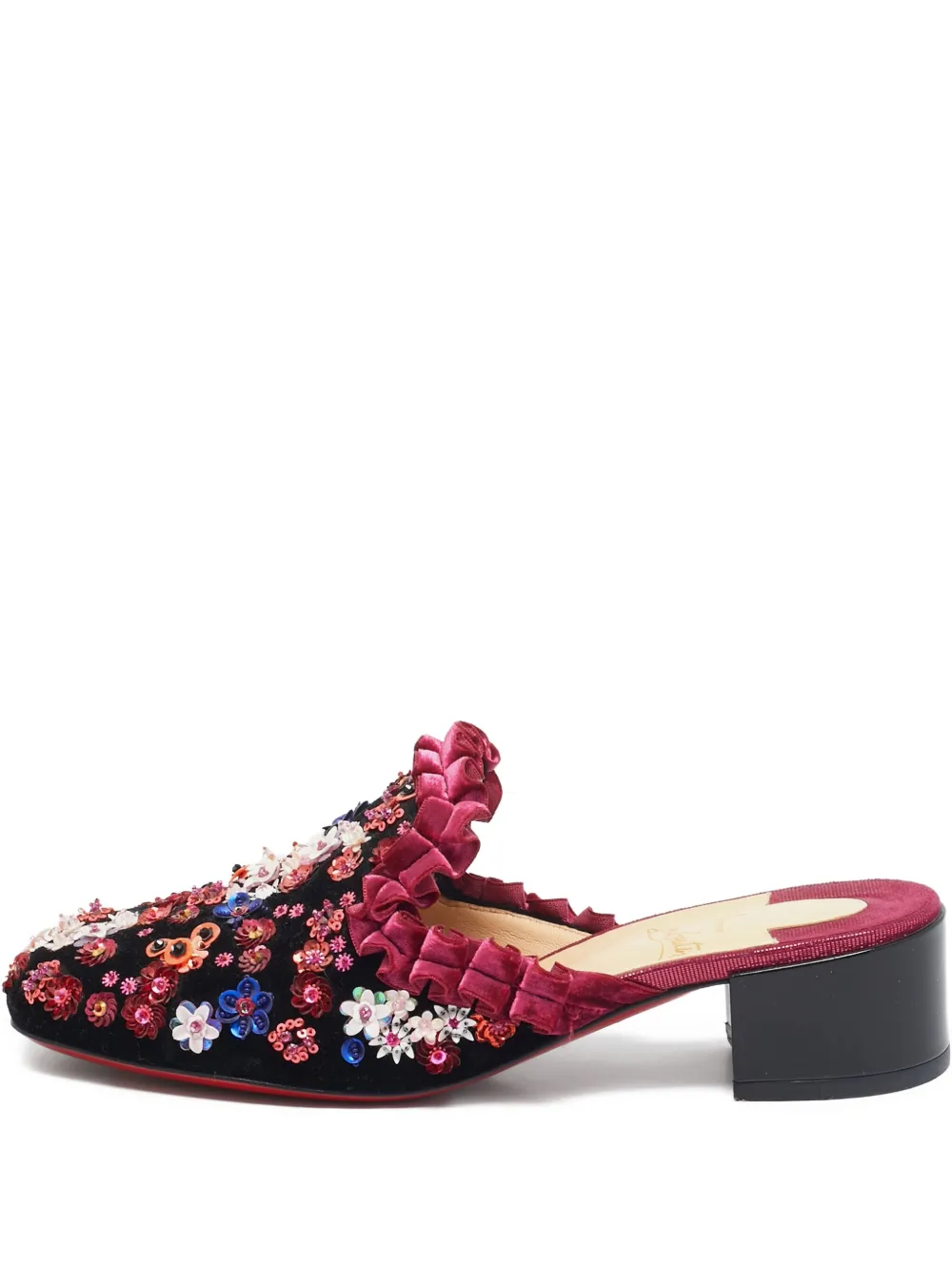 Pre-owned Christian Louboutin 2024 40mm Embellished Velvet Mules