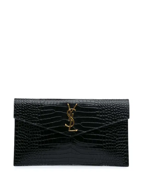 Saint Laurent Pre-Owned 2021 Croc Embossed Leather Uptown Pouch clutch bag