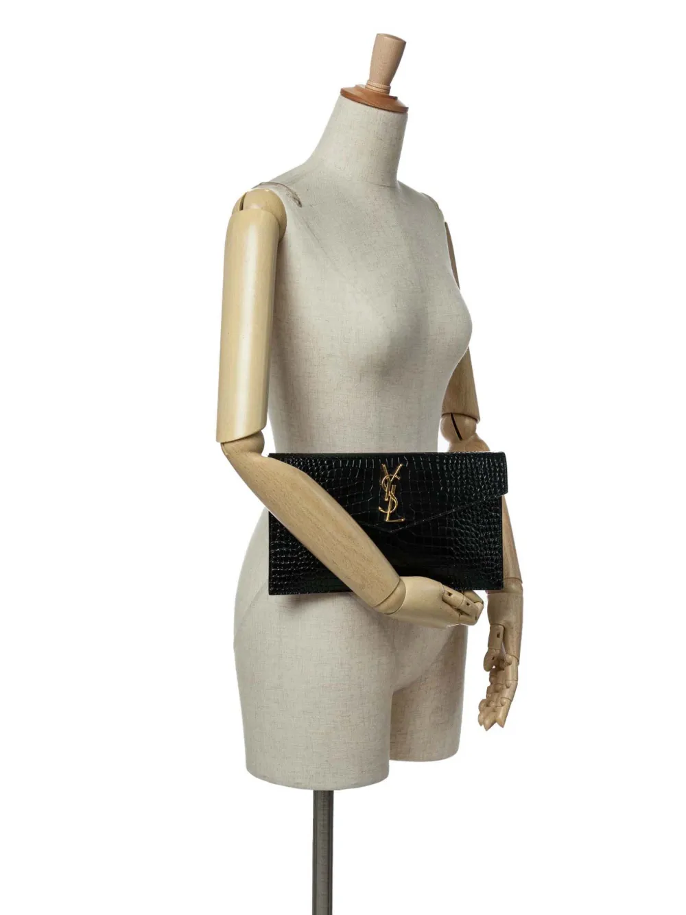 Saint Laurent Pre-Owned 2021 Croc Embossed Leather Uptown Pouch clutch bag | Pre-Owned | Image 2
