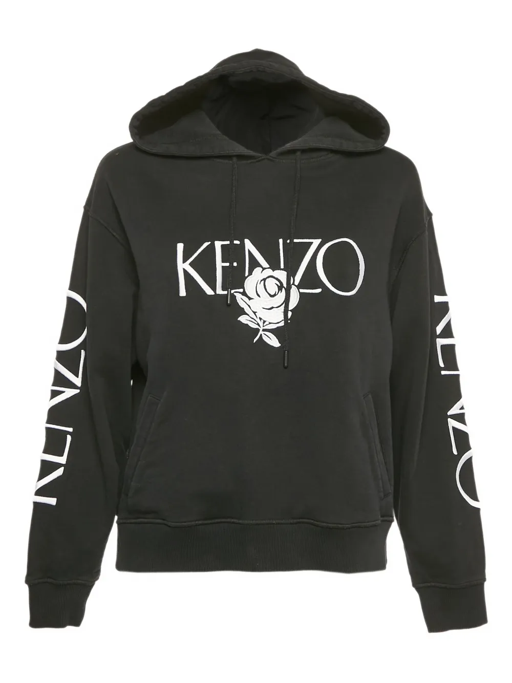 Kenzo Pre-Owned Rose-embroidered hoodie | Black | Image 1