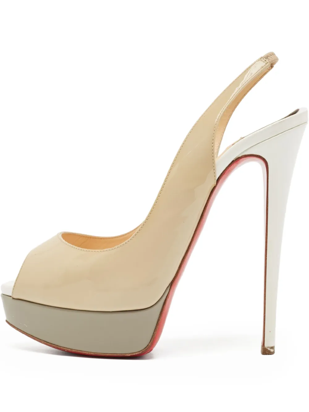 Pre-owned Christian Louboutin Peep-toe Slingback Heels