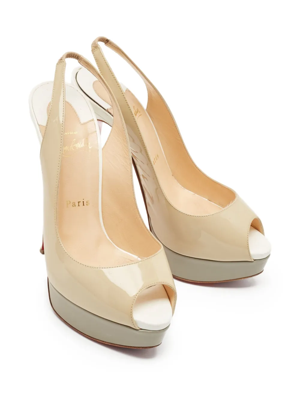 Christian Louboutin Pre-Owned Slingback pumps met open neus - Beige