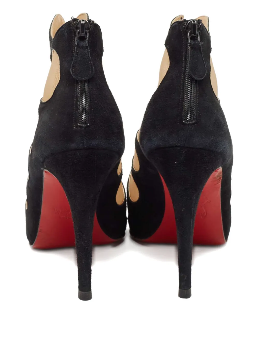 Christian Louboutin Pre-Owned 115 mm suède mesh laarzen - Zwart