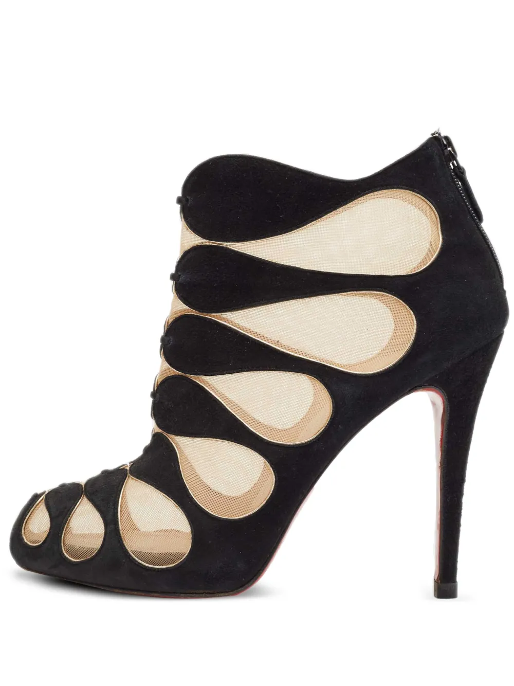 Christian Louboutin Pre-Owned スエード メッシュブーツ 115mm - ブラック Christian Louboutin Pre-Owned スエード メッシュブーツ 115mm - ブラック