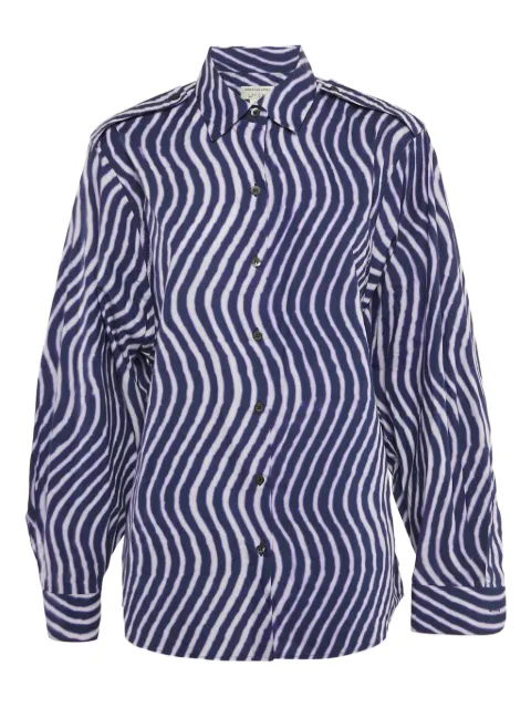 Dries Van Noten Pre-Owned wave-print cotton shirt