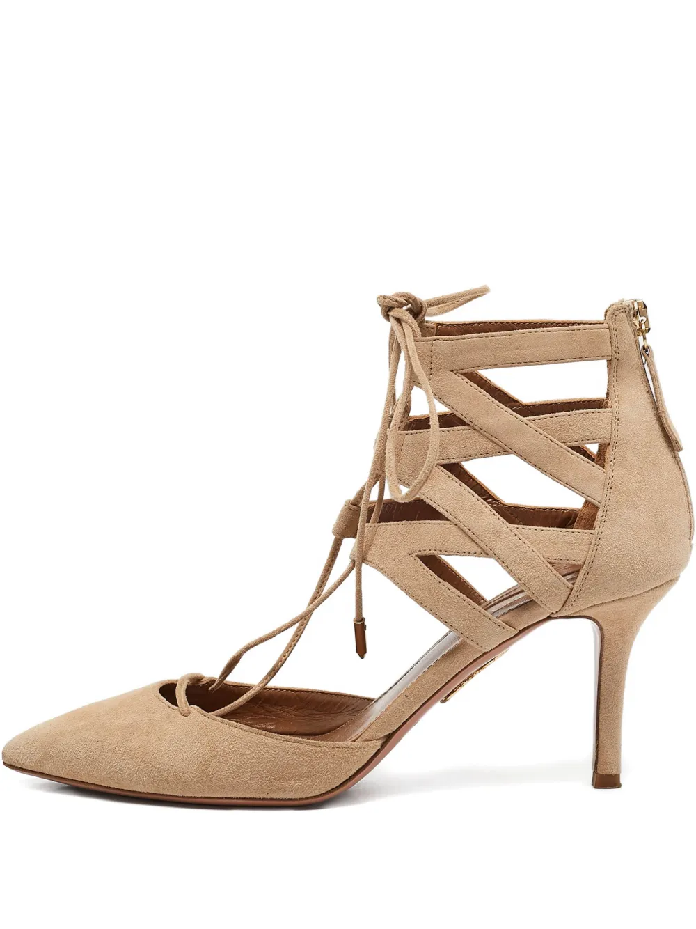Aquazzura pre-owned 105mm lace-up pumps | Neutrals | Image 1