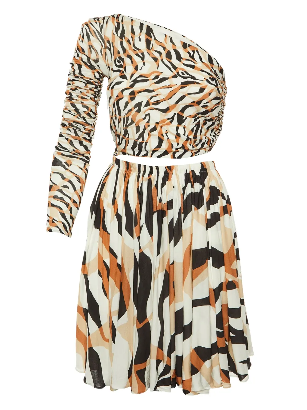 Roberto Cavalli Vintage pre-owned tiger-print ruched mini dress - White