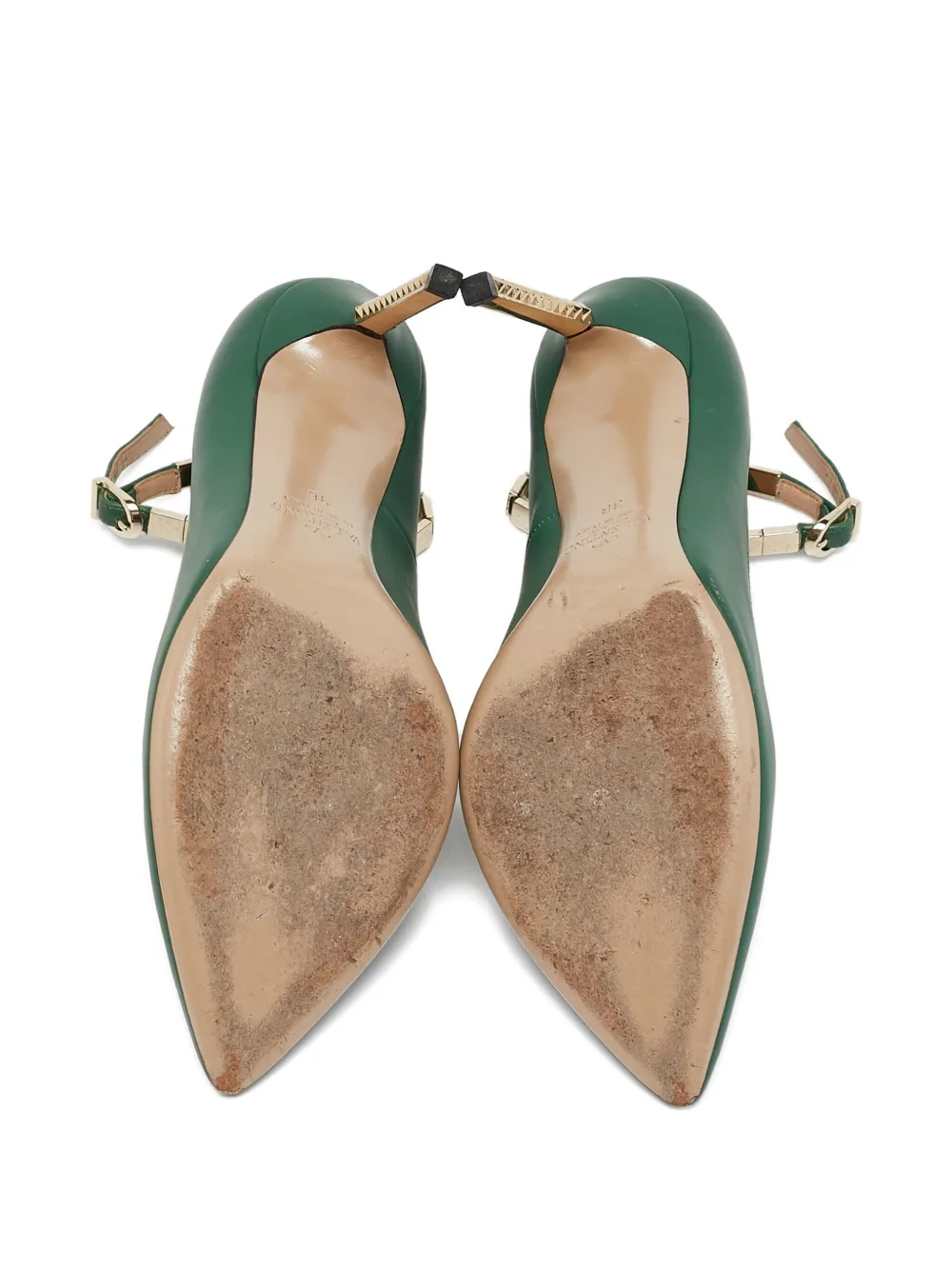 Pre-owned Valentino Garavani 100mm Studded-heel Pumps In Green