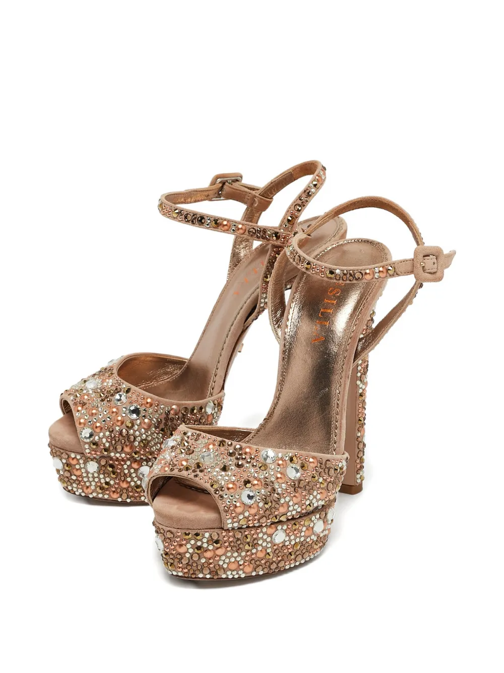 Le Silla Pre-owned 140 mm sandalen verfraaid met kristallen en plateauzool - Beige