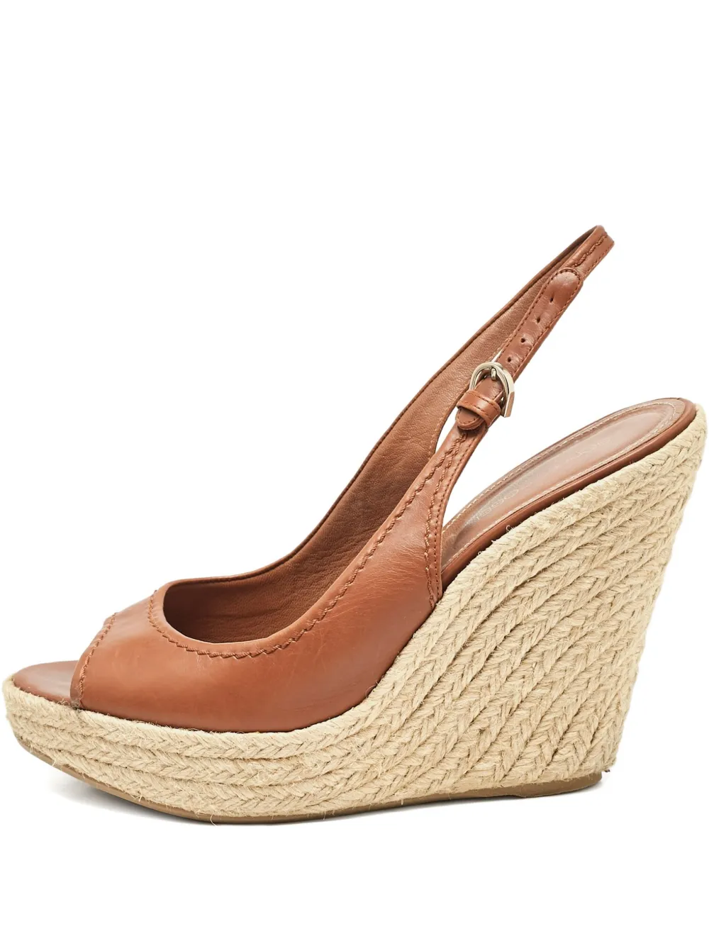pre-owned leather wedge-heel sandals