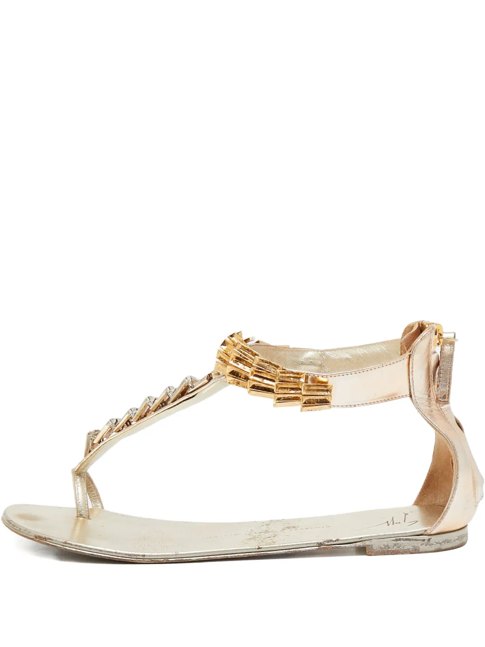 Giuseppe Zanotti Vintage デコラティブ フラットサンダル - ゴールドトーン Giuseppe Zanotti Vintage デコラティブ フラットサンダル - ゴールドトーン