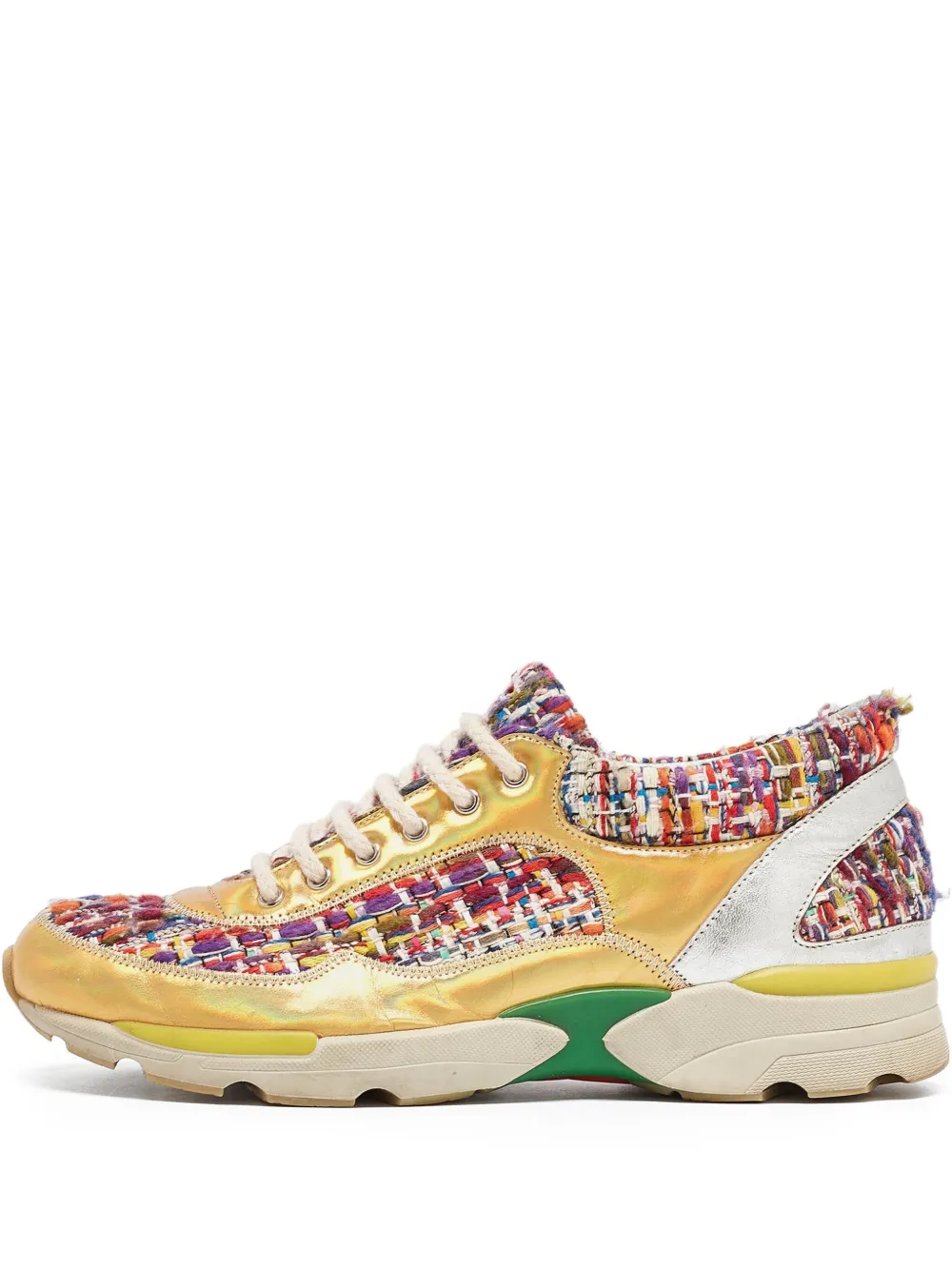 CHANEL Pre-Owned tweed-panelled sneaker | Gold | Image 1