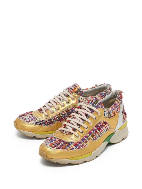 CHANEL Pre-Owned tweed-panelled Sneaker Gold FARFETCH PH