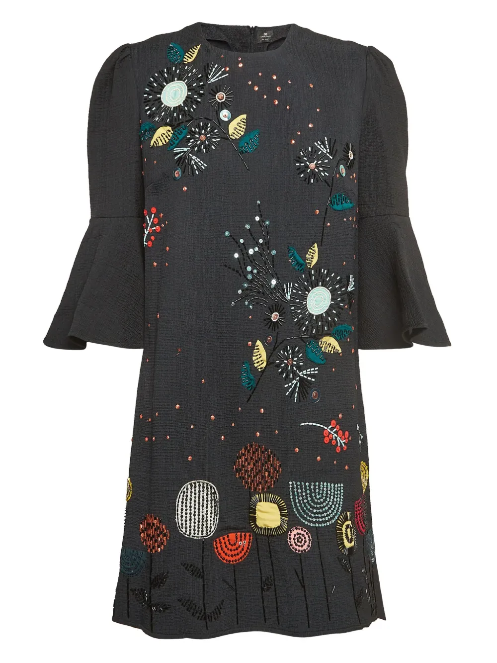 Elisabetta Franchi robe à fleurs brodées | noir | Image 1