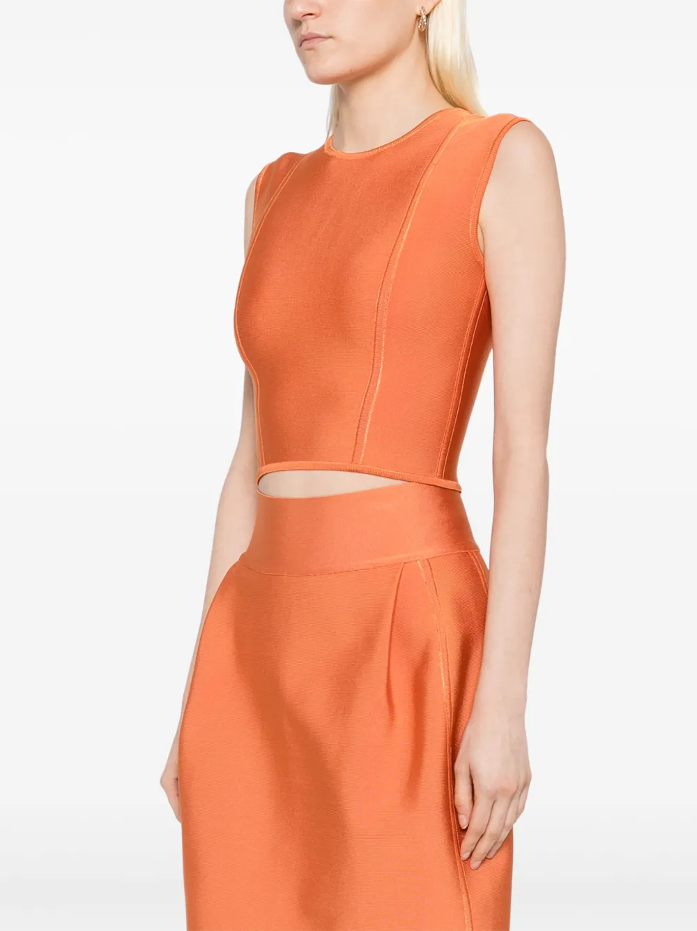 Herve L. Leroux Mouwloze cropped top met sieraden hals Oranje