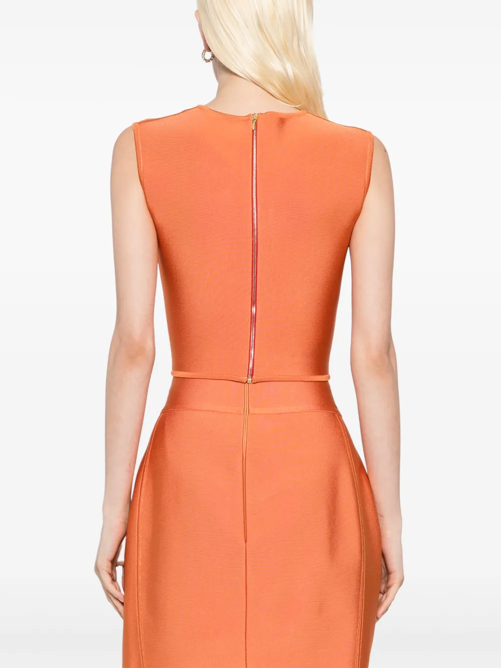 Herve L. Leroux Mouwloze cropped top met sieraden hals Oranje