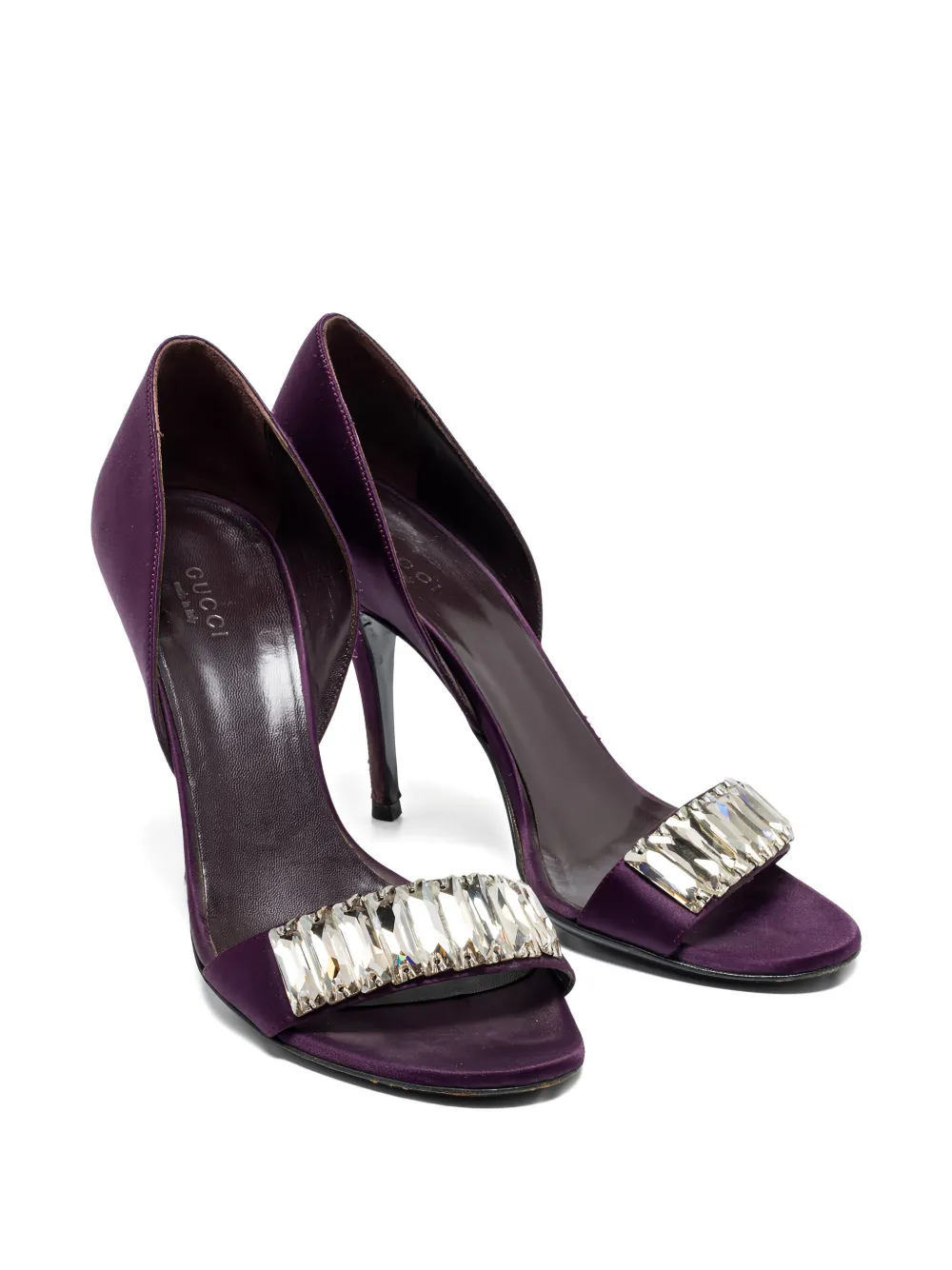 Gucci Pre-Owned 110 mm satijnen sandalen met kristallen - Paars