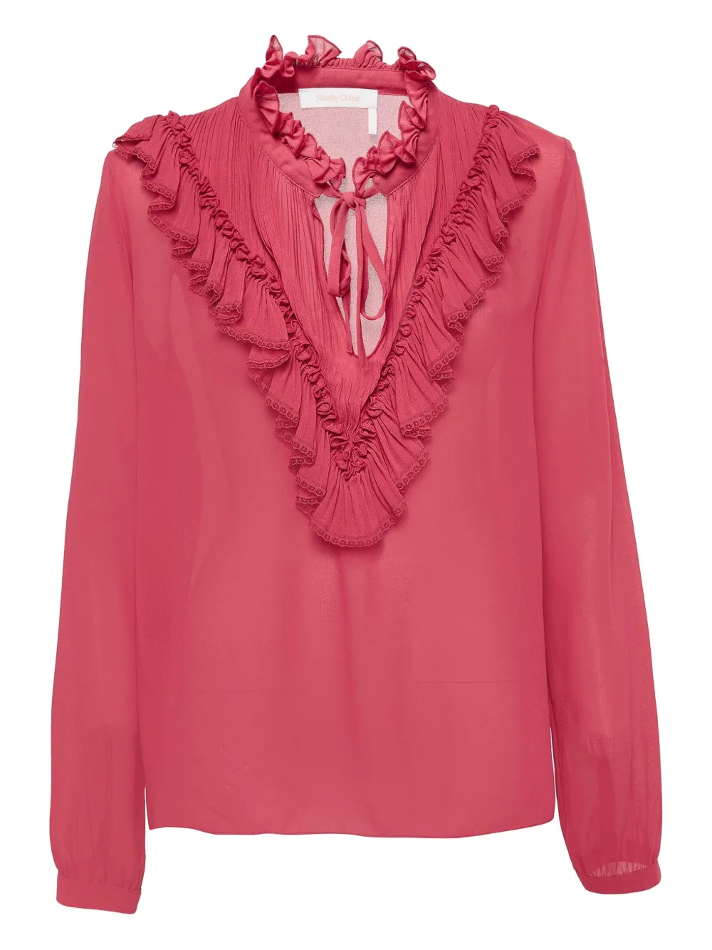 See by Chloé ruffled V-neck blouse | Pink | Image 1