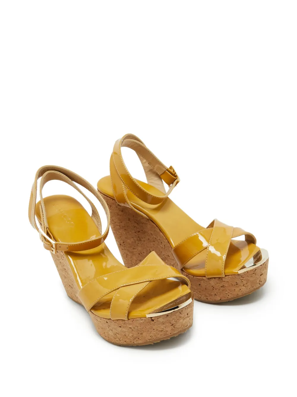 Jimmy Choo Pre-Owned 115 mm lakleren sandalen met sleehak - Geel
