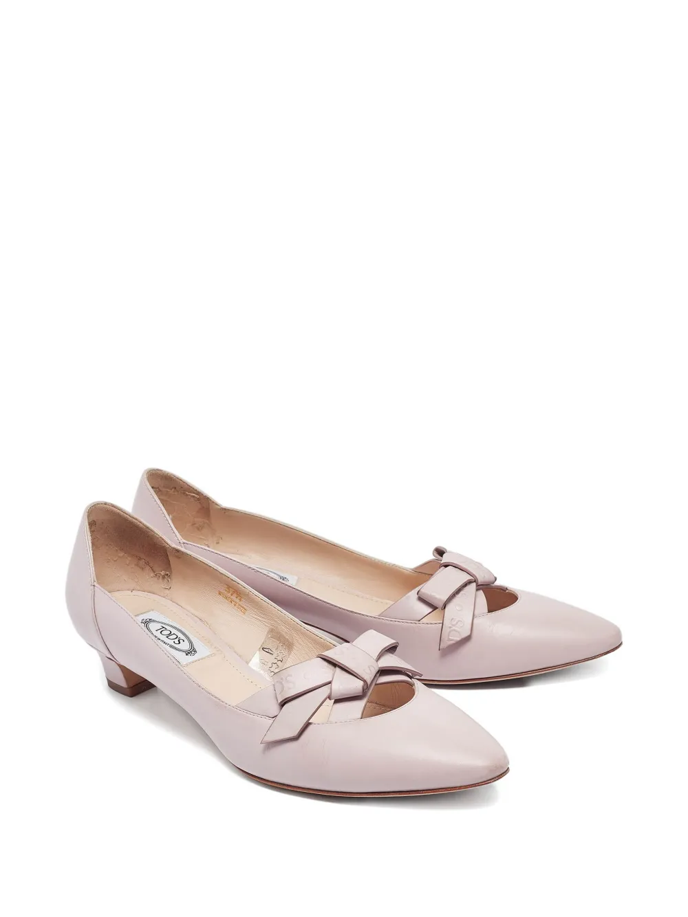 Tod's Vintage 2023 35 mm pre-owned leren pumps met strik - Roze