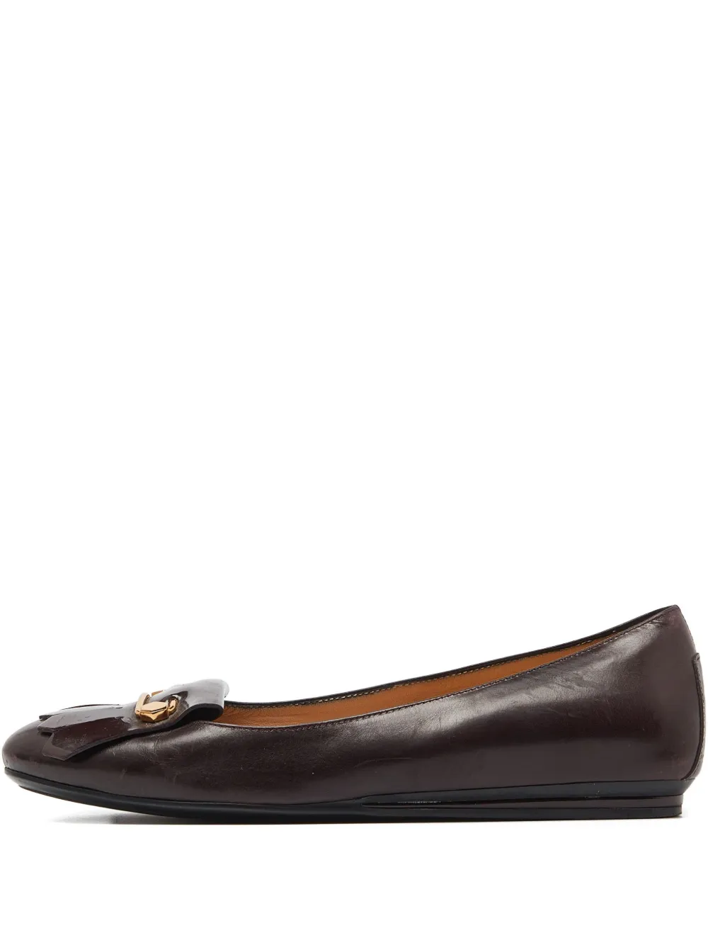 Pre-owned Tod's Vintage  Leather Fringed Ballet Flats