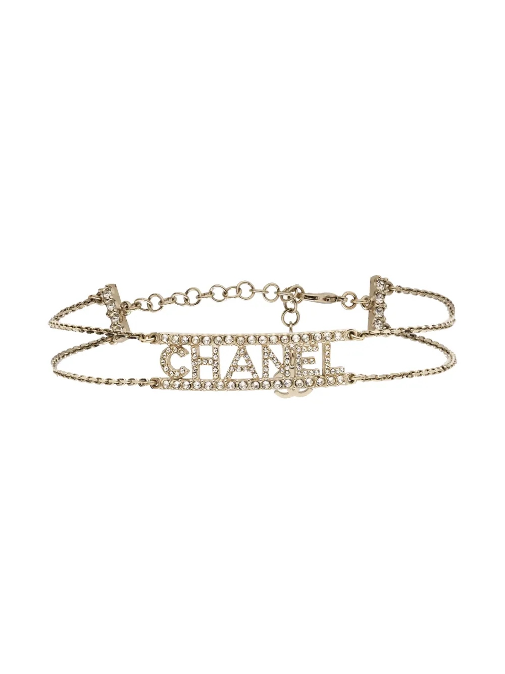 Pre-owned Chanel Crystal-embellished Necklace In Gold
