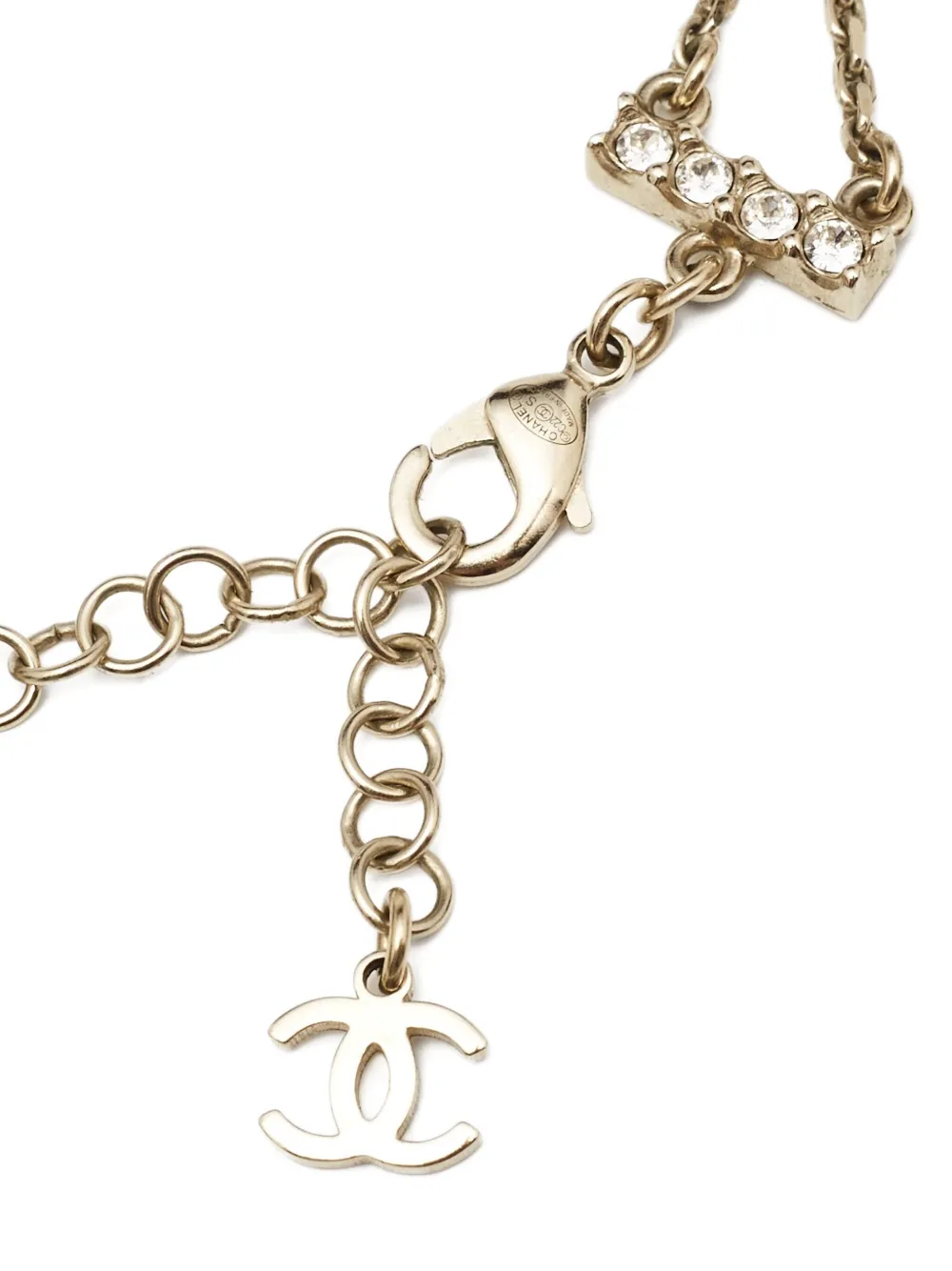 Pre-owned Chanel Crystal-embellished Necklace In Gold