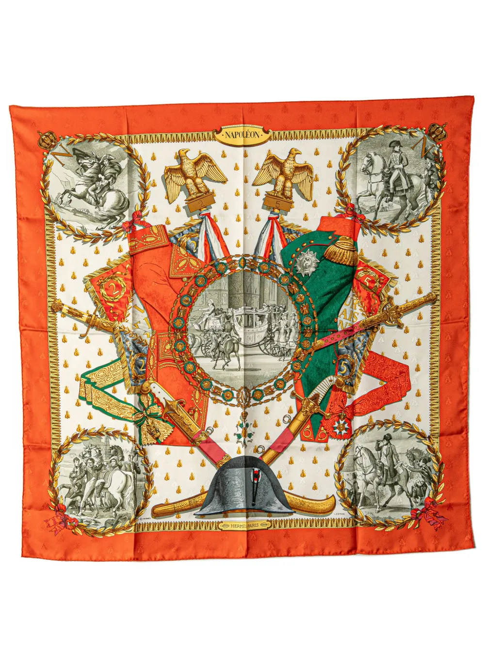 Hermès Pre-Owned 20th Century Napoleon Silk Scarf scarves - オレンジ Hermès Pre-Owned 20th Century Napoleon Silk Scarf scarves - オレンジ