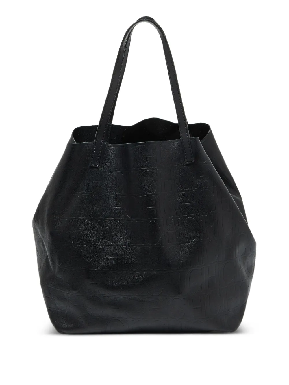 Carolina Herrera Vintage monogram leather tote bag | Black | Image 1