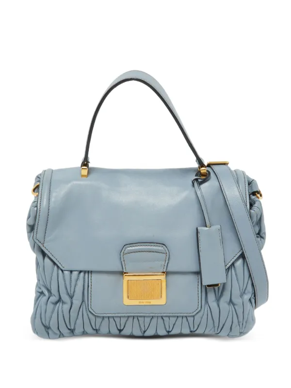 【更にお値下げ】miumiu マテラッセ バッグ ショルダーバッグ 水色 Miu Miu Pre-Owned マテラッセ ショルダーバッグ | ブルー | FARFETCH JP