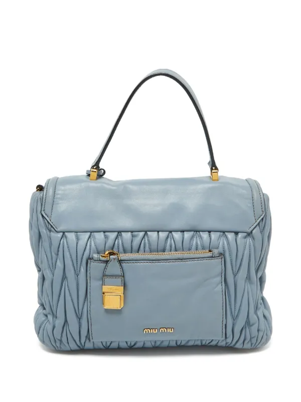 【更にお値下げ】miumiu マテラッセ バッグ ショルダーバッグ 水色 Miu Miu Pre-Owned マテラッセ ショルダーバッグ | ブルー | FARFETCH JP