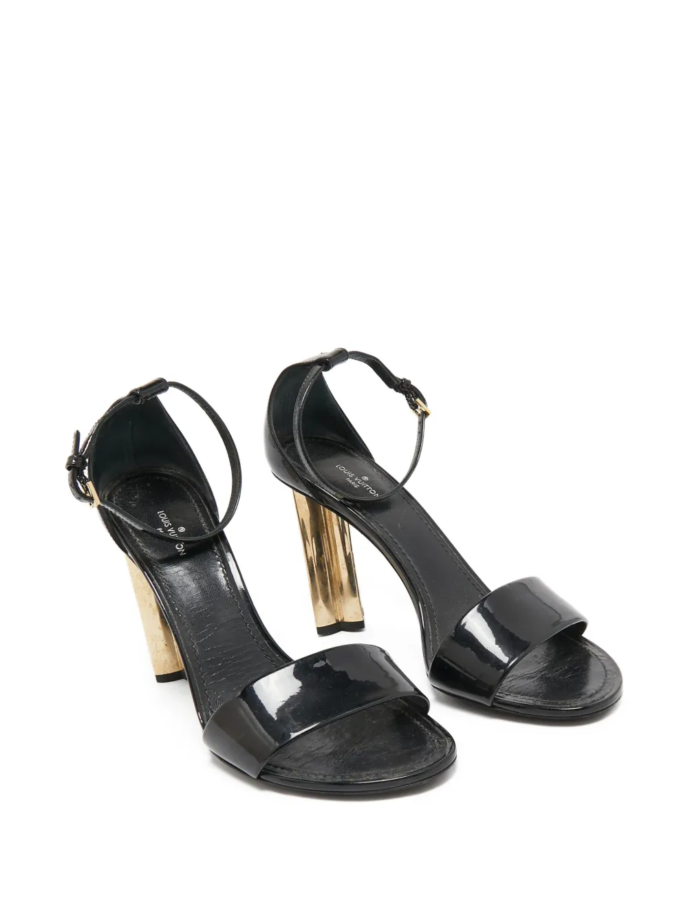 Louis Vuitton Pre-Owned 95 mm lakleren sandalen - Zwart