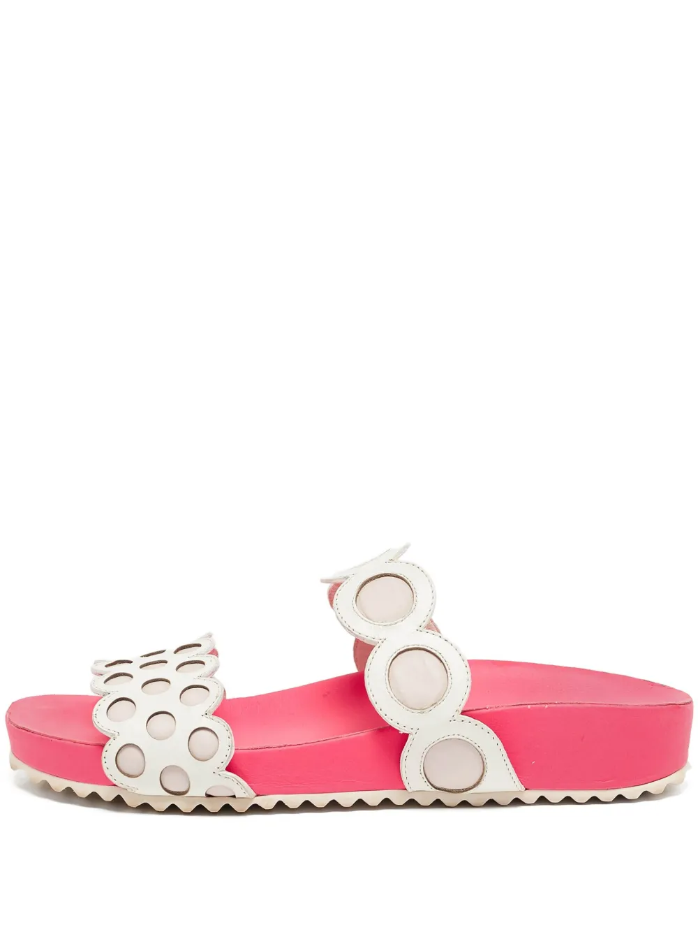 Sophia Webster pre-owned polka-dot embellished slide sandals - White