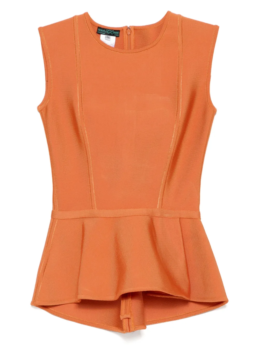 Herve L. Leroux jewel neck bandage peplum top Oranje