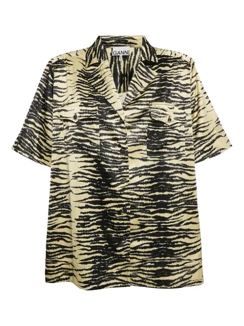 Chemise pre-owned à imprimé tigre - GANNI - Modalova