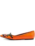 Louis Vuitton Pre-Owned floral-embroidered ballet flats - Orange