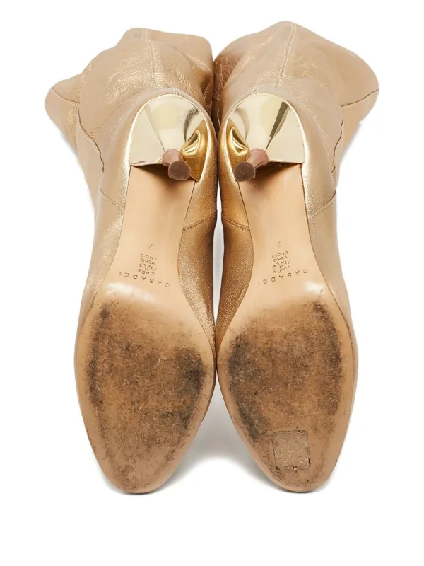 Bottines Casadéi En Cuir Doré - Taille 39 (9) - Talon Haut - Occasion Superbe état